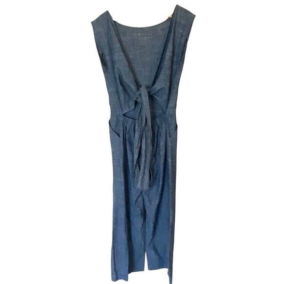 OZMA Of California Matador Hemp Cotton Wide Leg Romper Jumpsuit Chambray, Small - Picture 4 of 14